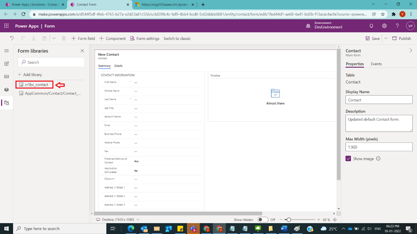 Link Web resource to a Form in Dynamics CRM
